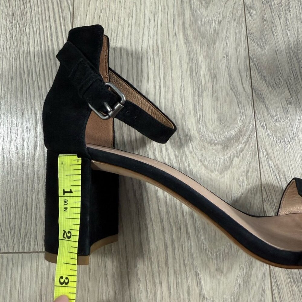 Madewell Regina Claudia Black Suede Heels Open Toe Sandals - Picture 9 of 9